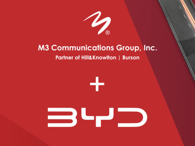 M3 Communications Group, Inc. е новата комуникационна агенция на BYD в България